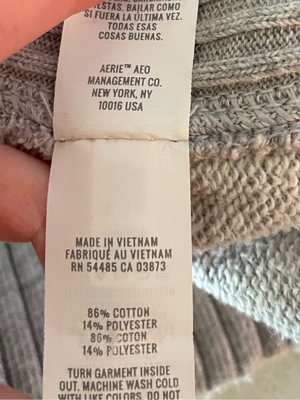 Aerie Oh So Cozy Ribbed Panel Crewneck Pullover Sweatshirt in Grey Size Large - Picture 3 of 5